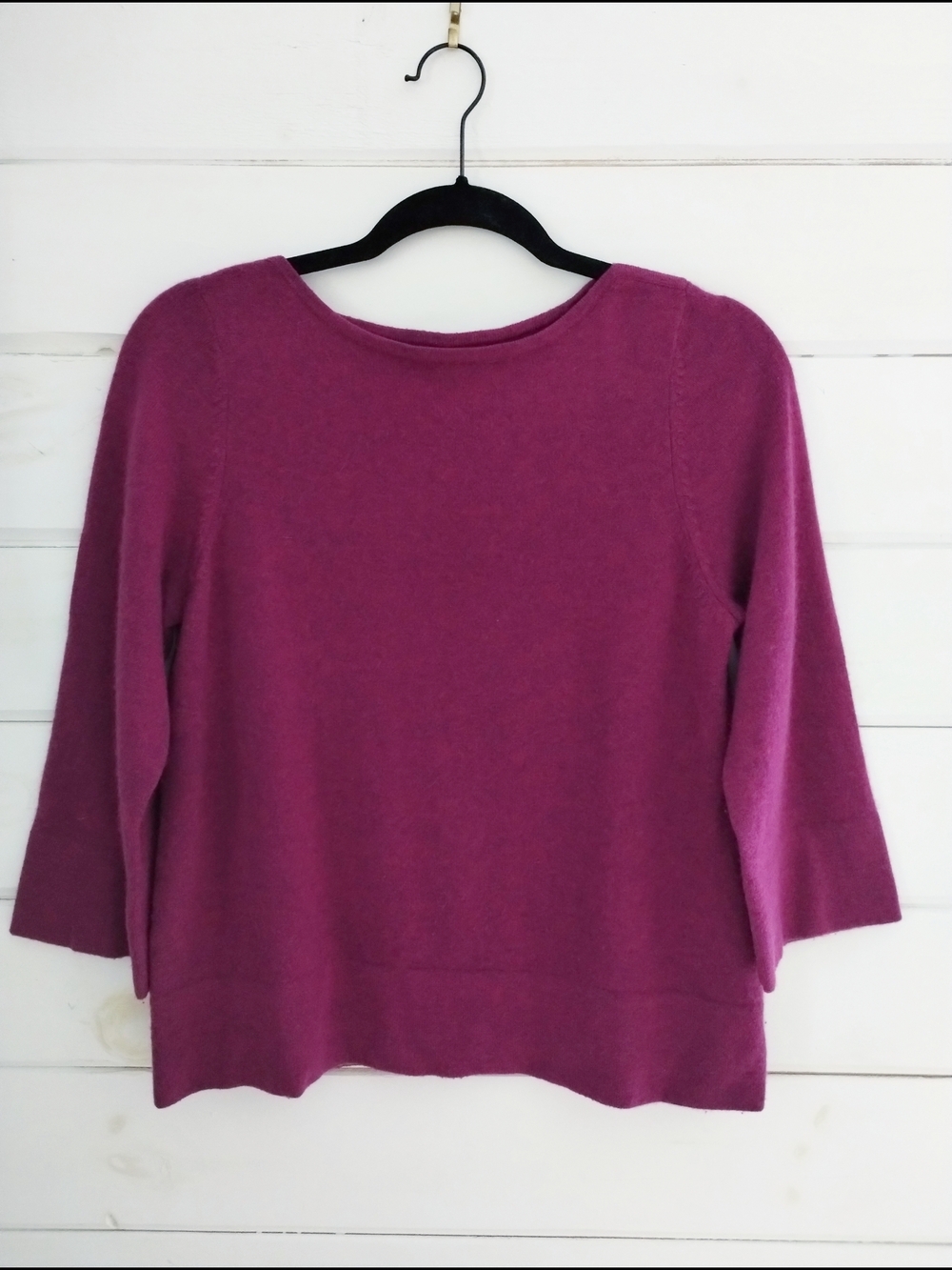 Boden Cashmere Boatneck Sweater Fuchsia 3/4 Sleeve UK 12 - Picture 3 of 9